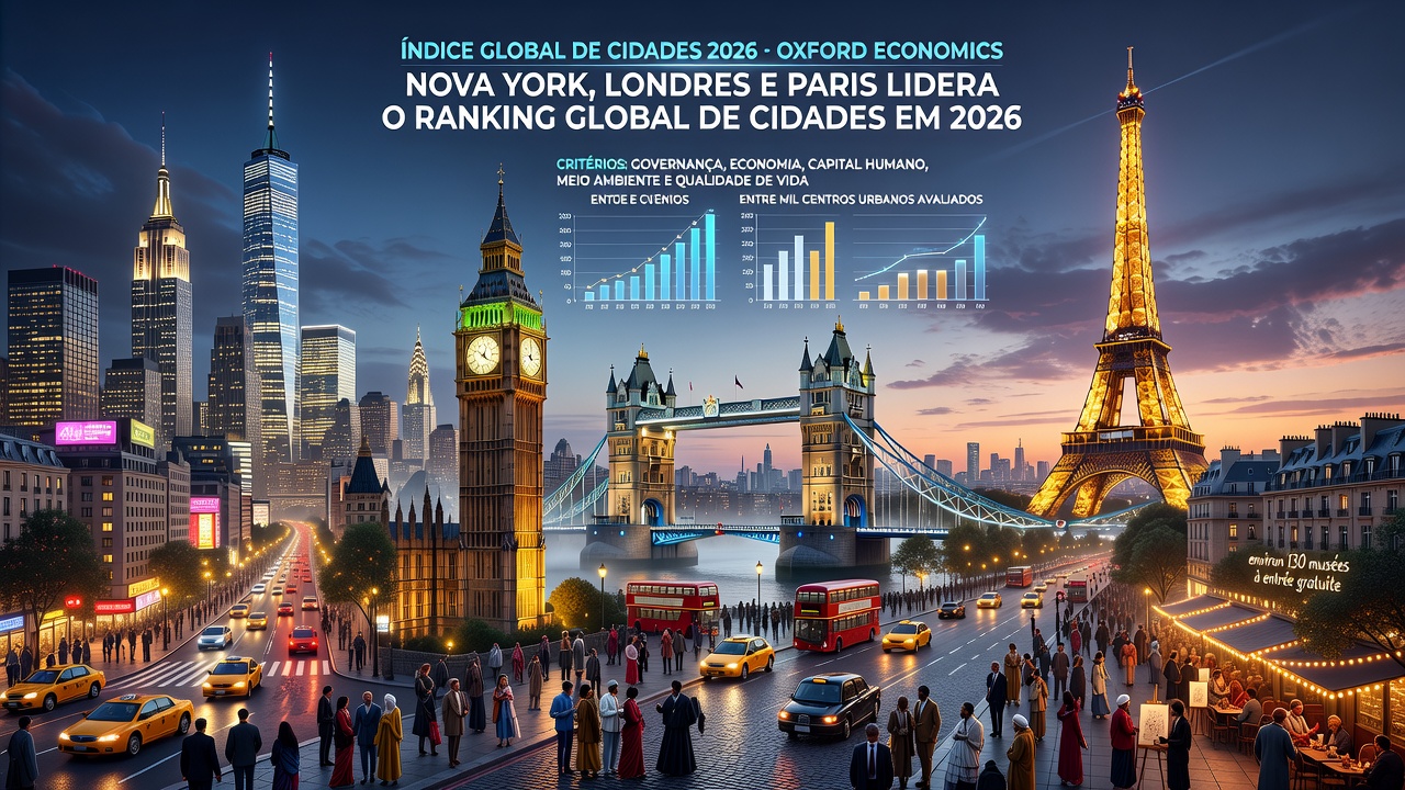 Nova York, Londres e Paris lideram ranking global de cidades em 2026